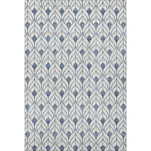 HomeRoots 8' X 10' Blue And Ivory Geometric Area Rug – Washable, UV Protected, Stain-Resistant for Modern Homes 673691