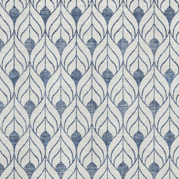 HomeRoots 9' X 12' Stylish Blue and Ivory Geometric Area Rug - Washable, Stain Resistant, UV Protected Design 673692