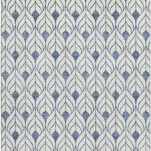 HomeRoots 9' X 12' Stylish Blue and Ivory Geometric Area Rug - Washable, Stain Resistant, UV Protected Design 673692