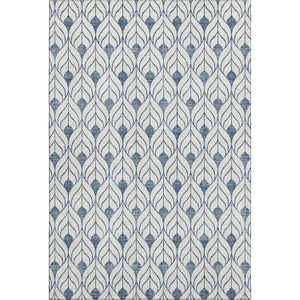 HomeRoots 10' X 14' Blue and Ivory Geometric Washable Area Rug - UV Protected, Stain-Resistant, Durable Design! 673693