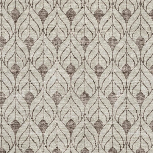 HomeRoots 8' X 10' Brown and Beige Geometric Area Rug - Washable, UV Protected, Ideal for High-Traffic Spaces 673697
