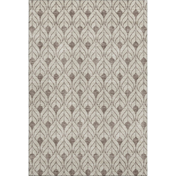 HomeRoots 9' X 12' Stylish Brown and Beige Geometric Area Rug – Washable, Stain-Resistant, UV Protected! 673698