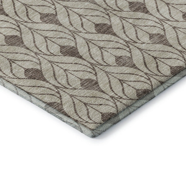 HomeRoots 9' X 12' Stylish Brown and Beige Geometric Area Rug – Washable, Stain-Resistant, UV Protected! 673698