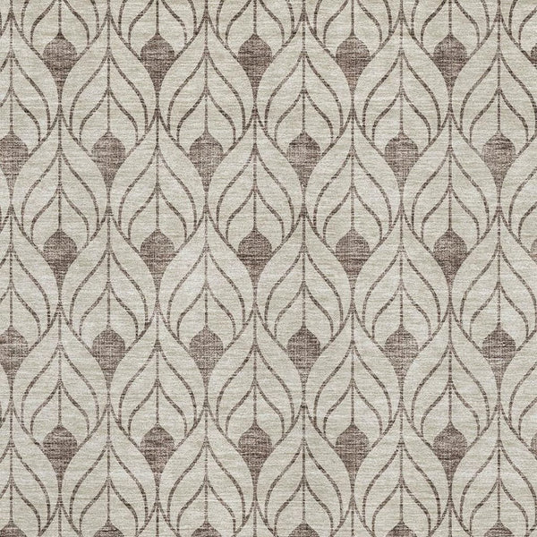 HomeRoots 9' X 12' Stylish Brown and Beige Geometric Area Rug – Washable, Stain-Resistant, UV Protected! 673698