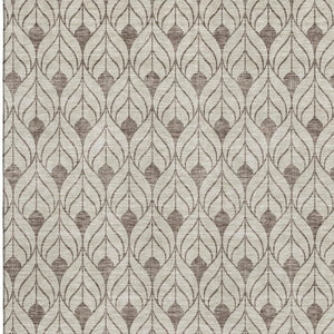 HomeRoots 9' X 12' Stylish Brown and Beige Geometric Area Rug – Washable, Stain-Resistant, UV Protected! 673698