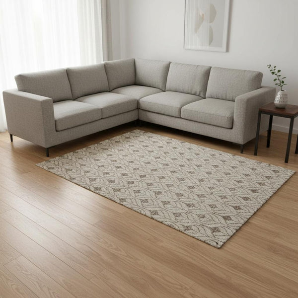 HomeRoots 10' Brown and Beige Geometric Washable Area Rug with UV Protection - Durable, Stylish, Stain Resistant! 673699