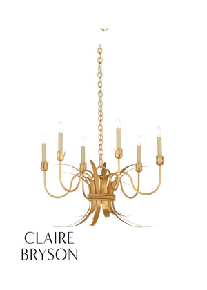 Wildwood Mignon Gold Leaf Chandelier With Rope-Wrapped Leaves — 6 Candle Vintage Romantic Lighting Fixture For Dining 67370