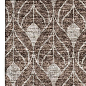 HomeRoots 5' X 8' Chocolate & Beige Geometric Area Rug - Durable, Washable, UV-Protected for High-Traffic Homes 673701