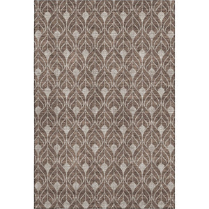 HomeRoots 8' X 10' Chocolate and Beige Geometric Area Rug - Washable, UV-Protected, Durable for Family Homes 673703