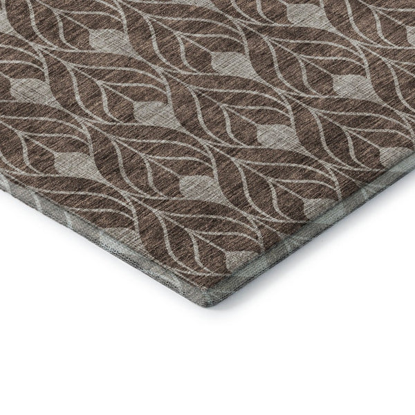 HomeRoots 8' X 10' Chocolate and Beige Geometric Area Rug - Washable, UV-Protected, Durable for Family Homes 673703