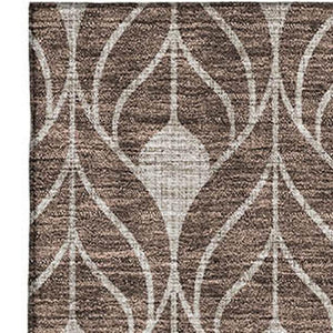 HomeRoots 8' X 10' Chocolate and Beige Geometric Area Rug - Washable, UV-Protected, Durable for Family Homes 673703