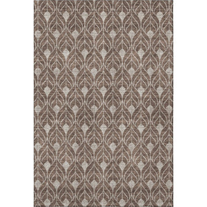 HomeRoots 8' X 10' Chocolate and Beige Geometric Area Rug - Washable, UV-Protected, Durable for Family Homes 673703