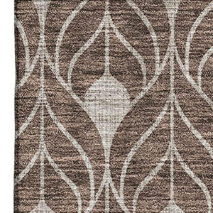 HomeRoots 10' X 14' Chocolate & Beige Geometric Washable Area Rug - Stain Resistant, UV Protected for Families 673705