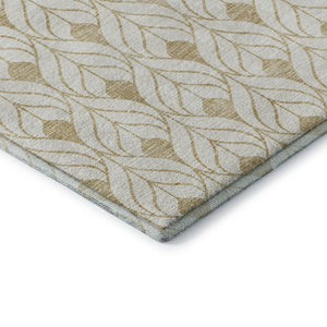 HomeRoots 5' X 8' Gold and Ivory Geometric Area Rug - Washable, UV-Protected, Pet-Friendly & Stylish Design 673707