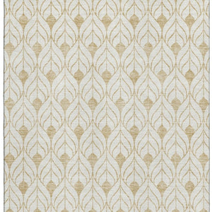 HomeRoots 8' X 10' Gold and Ivory Geometric Area Rug - Washable, UV-Protected, Durable for High-Traffic Spaces 673709