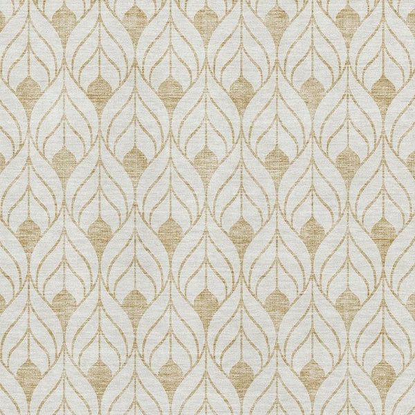HomeRoots 9' X 12' Gold And Ivory Geometric Area Rug – Durable, Washable, UV-Protected for Busy Homes 673710