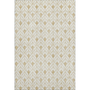 HomeRoots 10' X 14' Gold And Ivory Geometric Area Rug – Washable, UV Protected, Perfect for Modern Spaces! 673711