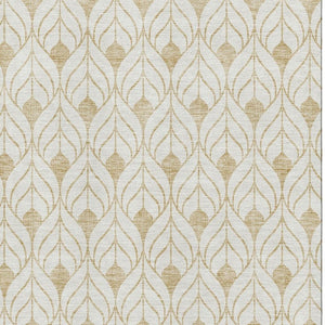 HomeRoots 10' X 14' Gold And Ivory Geometric Area Rug – Washable, UV Protected, Perfect for Modern Spaces! 673711