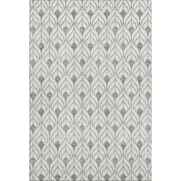 HomeRoots 5' X 8' Gray And Ivory Geometric Area Rug - Washable, UV Protected, Stylish & Durable for Any Space 673713