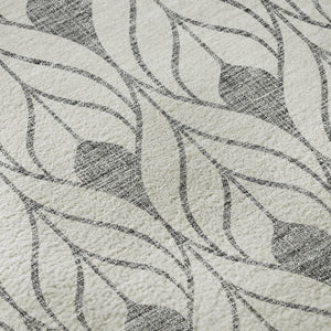 HomeRoots 8' Gray and Ivory Geometric Round Rug - Washable, UV Protected, Stain-Resistant for High-Traffic Areas 673714