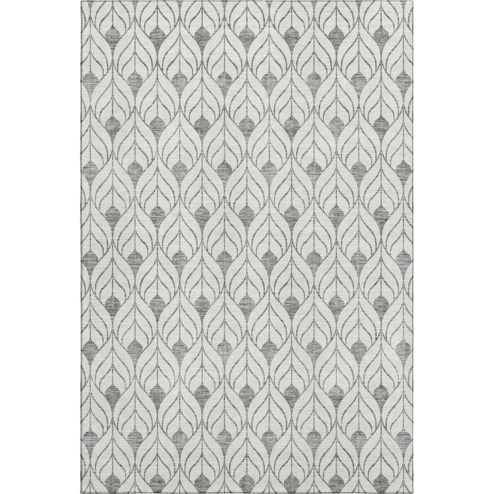 HomeRoots 8' X 10' Gray And Ivory Geometric Area Rug - Washable, UV Protected, Stylish, Durable for Any Room 673715