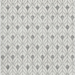 HomeRoots 8' X 10' Gray And Ivory Geometric Area Rug - Washable, UV Protected, Stylish, Durable for Any Room 673715