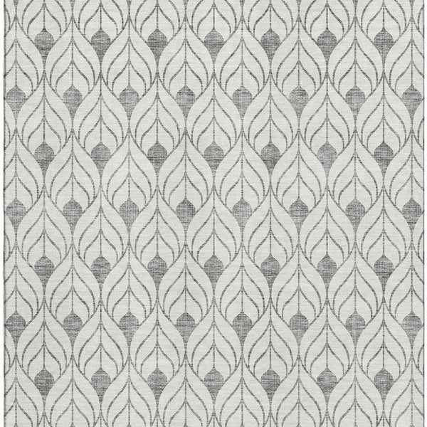 HomeRoots 8' X 10' Gray And Ivory Geometric Area Rug - Washable, UV Protected, Stylish, Durable for Any Room 673715