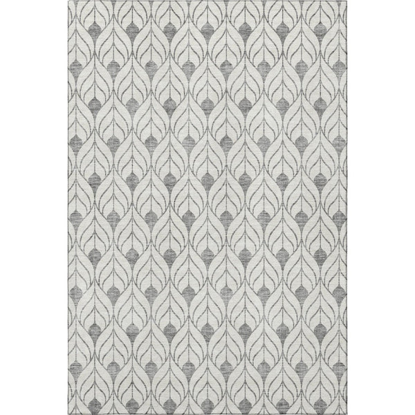HomeRoots 8' X 10' Gray And Ivory Geometric Area Rug - Washable, UV Protected, Stylish, Durable for Any Room 673715