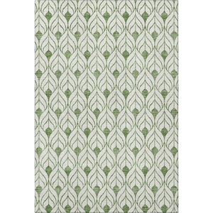 HomeRoots 5' X 8' Green And Ivory Geometric Area Rug - Washable, UV Protection, Stylish & Durable for Any Room 673719