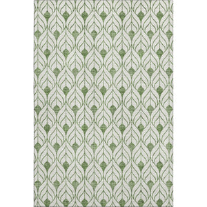 HomeRoots 8' X 10' Stylish Green and Ivory Geometric Area Rug – Washable, UV Protected, Ideal for Busy Homes! 673721