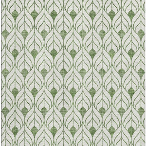HomeRoots 8' X 10' Stylish Green and Ivory Geometric Area Rug – Washable, UV Protected, Ideal for Busy Homes! 673721