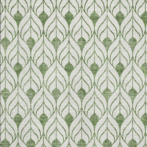 HomeRoots 9' X 12' Green And Ivory Geometric Area Rug – Washable, UV-Protected & Perfect for Family Spaces! 673722