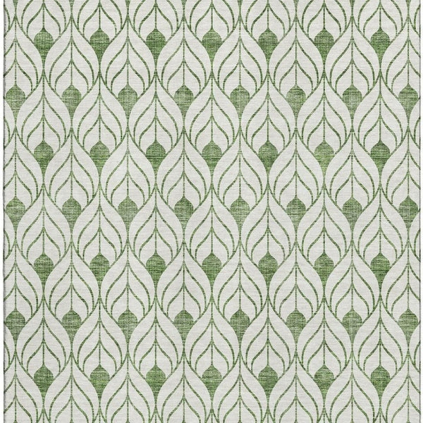 HomeRoots 10' X 14' Green Geometric Washable Area Rug with UV Protection - Modern Style for Every Space! 673723