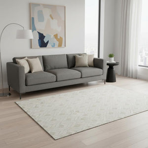 HomeRoots 5' x 8' Ivory and Gray Geometric Washable Area Rug with UV Protection, Stain Resistance & Soft Backing 673725