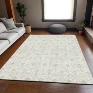 HomeRoots 9' X 12' Ivory and Gray Geometric Area Rug - Stylish, Washable, UV-Protected for Busy Homes! 673728