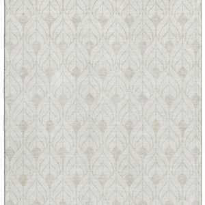 HomeRoots 9' X 12' Ivory and Gray Geometric Area Rug - Stylish, Washable, UV-Protected for Busy Homes! 673728
