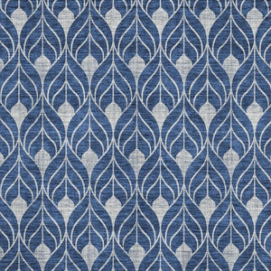 HomeRoots 9' X 12' Navy Blue and Gray Geometric Area Rug - Washable, UV Protected, Durable for Families & Pets 673734