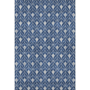 HomeRoots 9' X 12' Navy Blue and Gray Geometric Area Rug - Washable, UV Protected, Durable for Families & Pets 673734