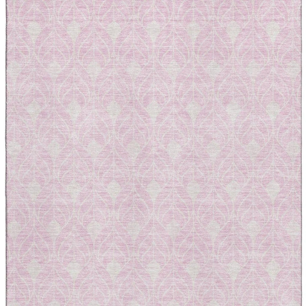 HomeRoots 5' X 8' Pink and Ivory Geometric Area Rug – Stylish, Washable, UV Protected for Busy Homes & Pets 673737