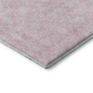 HomeRoots 8' Pink and Ivory Geometric Round Rug - Stylish, Washable, UV-Protected, Perfect for Homes with Kids & Pets 673738