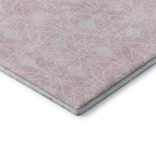 HomeRoots 8' Pink and Ivory Geometric Round Rug - Stylish, Washable, UV-Protected, Perfect for Homes with Kids & Pets 673738