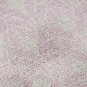 HomeRoots 8' Pink and Ivory Geometric Round Rug - Stylish, Washable, UV-Protected, Perfect for Homes with Kids & Pets 673738