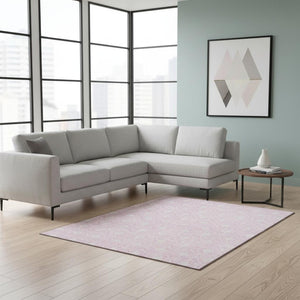 HomeRoots 8' X 10' Pink and Ivory Geometric Area Rug – Stylish, Washable, UV-Protected for Modern Spaces! 673739