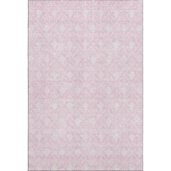 HomeRoots 8' X 10' Pink and Ivory Geometric Area Rug – Stylish, Washable, UV-Protected for Modern Spaces! 673739