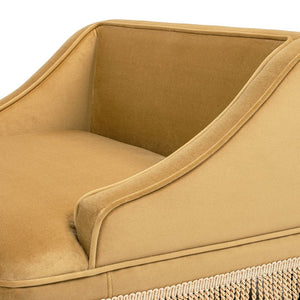 English Elm Duchess Regency Tufted Pet Sofa with Fringe Skirt Velvet Upholstery for Small Dogs Yellow B2719P479030