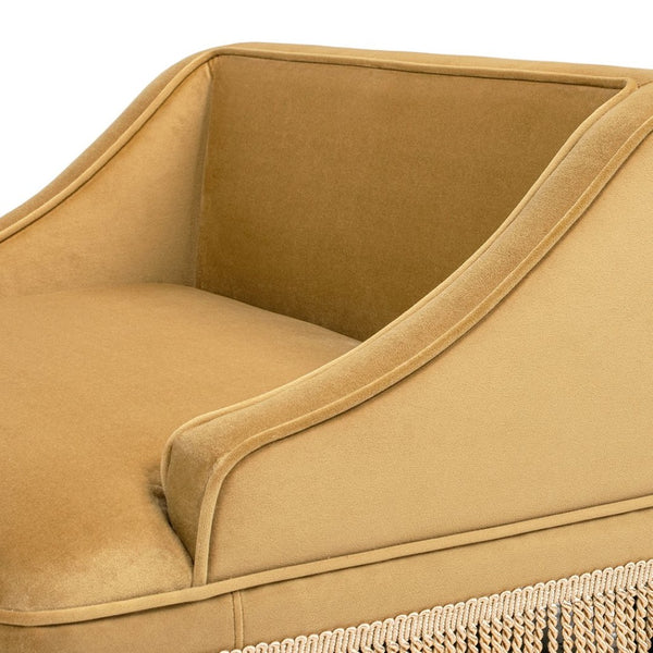 English Elm Duchess Regency Tufted Pet Sofa with Fringe Skirt Velvet Upholstery for Small Dogs Yellow B2719P479030