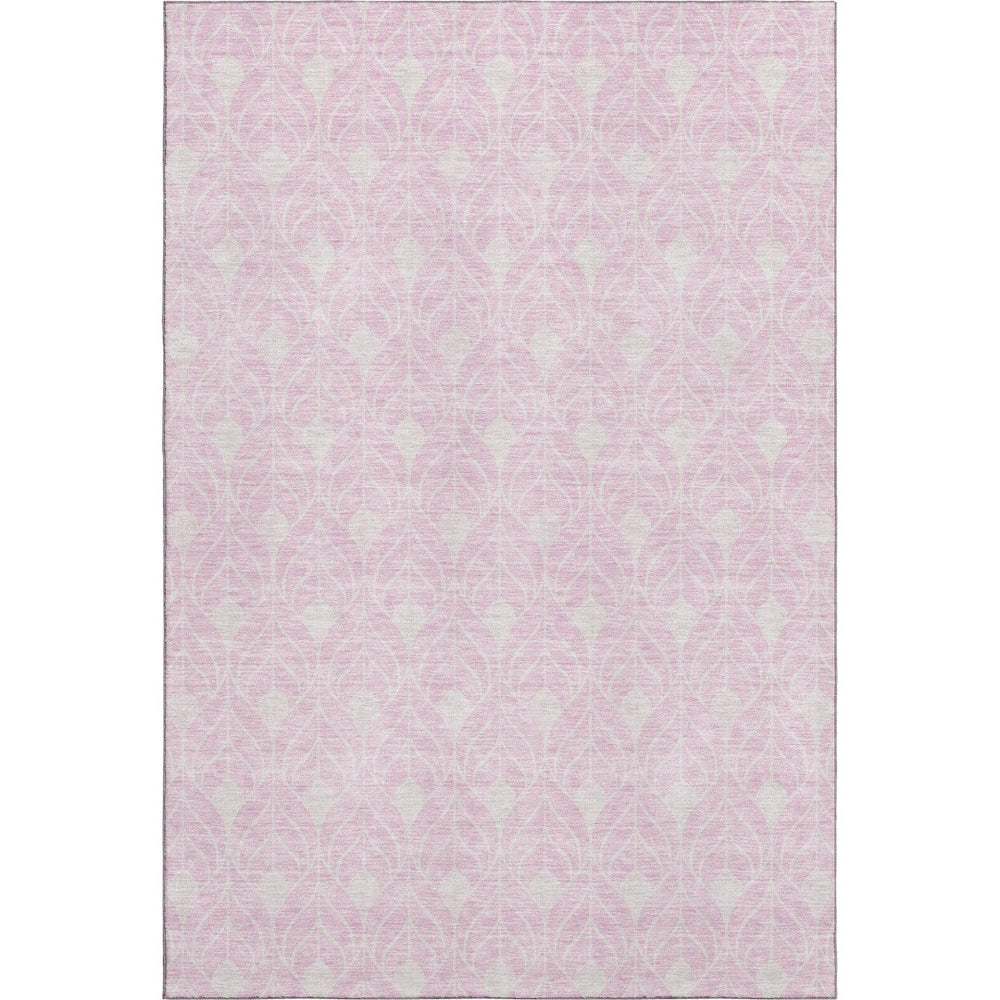 HomeRoots 9' X 12' Pink and Ivory Geometric Washable Area Rug – UV Protected, Durable, Easy-Care, Stylish Design 673740