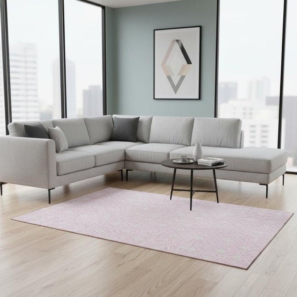 HomeRoots 10' X 14' Pink and Ivory Geometric Washable Area Rug – UV Protected, Stylish, Durable & Family-Friendly! 673741