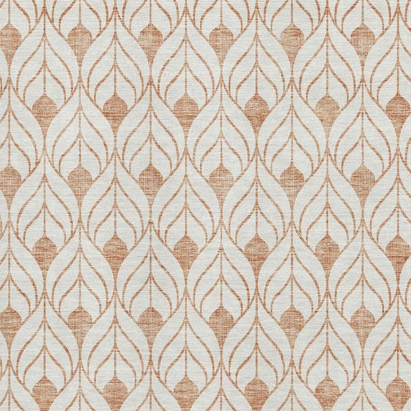 HomeRoots 8' X 10' Salmon and Ivory Geometric Washable Area Rug - UV Protected, Kid & Pet Friendly Decor 673745