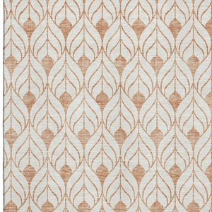 HomeRoots 9' X 12' Salmon & Ivory Geometric Area Rug – Durable, Stain-Resistant, UV Protected for Modern Spaces 673746